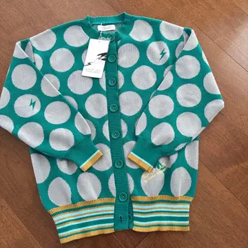 슈퍼 레이디 야마모토 간사이 도트 니트 가디건 로고 자수 컬러풀