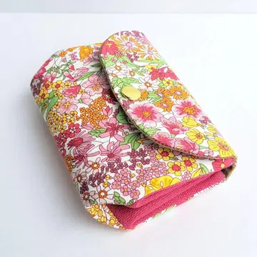 마가렛 애니 핑크 빨간색 계열 리버티 프린트 타나론 미니 지갑