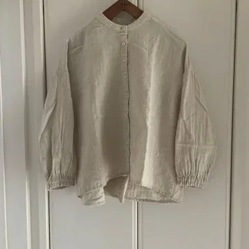 울 린넨 아이보리 긴팔 셔츠