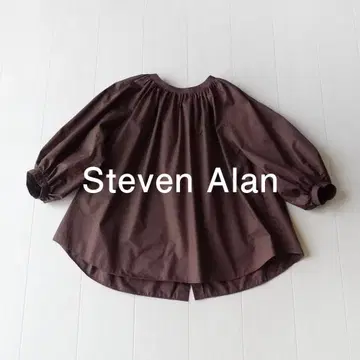 새상품급 스티븐 앨런 2만 엔 개더 블라우스 브라운 계열 D433