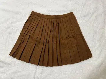 브라운 플리츠 미니 스커트