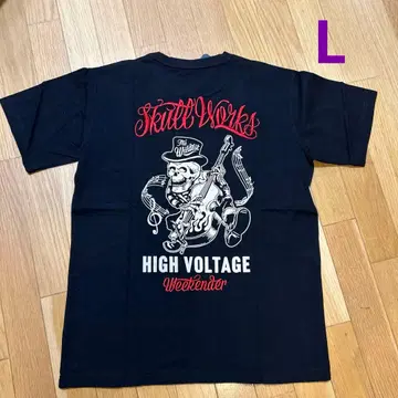 새상품 스컬웍스 L 자수 블랙 반팔 티셔츠