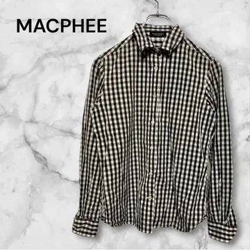 맥피 체크 무늬 긴팔 셔츠 앞 버튼 레귤러 기장 코튼 100% S