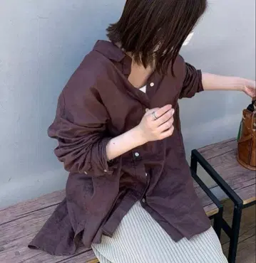[ 새상품급 미사용 ] jena 멘아사 빅 셔츠 브라운