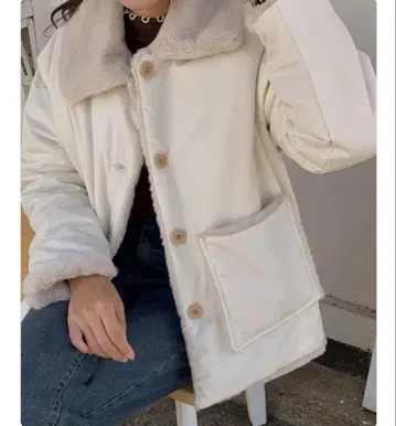 CHERRYKOKO 한국 리버서블 숏 점퍼/블루종 아이보리