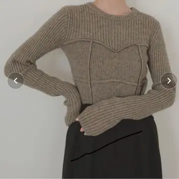 [ LIAN ] 완판 컬러 모카 뷔스티에 디자인 리브 니트 알파카 터치