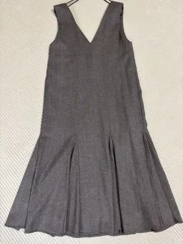 택 포함 새상품 Aga 야마다야 V넥 원피스 오버롤 스커트 브라운