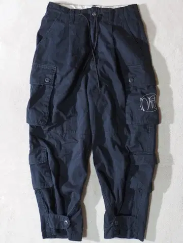 9090 밀리터리 카고 팬츠 블랙 와이드 팬츠 M