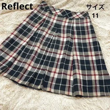 Reflect 체크 무늬 울 플레어 스커트