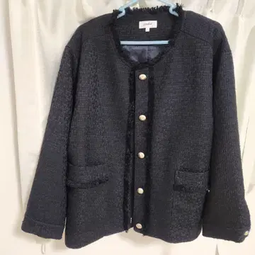 새상품 L 노카라 자켓 트위드 자켓 블랙