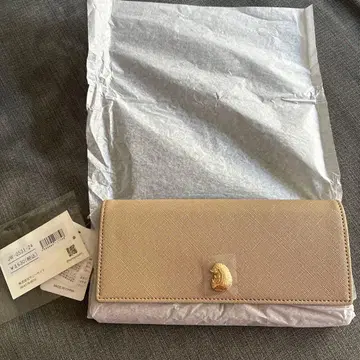 탄력 쥐 금장 장식 베이지 장지갑