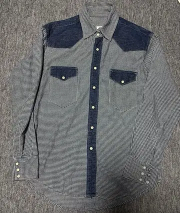 post overalls 포스트 오버올즈 체크 데님 셔츠