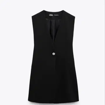 [ 미사용 새상품 ] ZARA 롱 베스트 큐빅 버튼