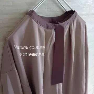 택 포함 미사용 내추럴 꾸뛰르 보타이풍 블라우스 바이컬러 F