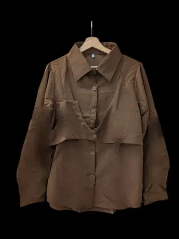 브라운 긴팔 셔츠 뷔스티에 부착풍