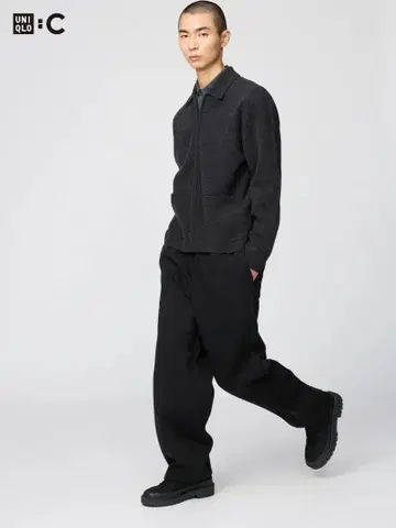 UNIQLO:C 맨투맨 와이드 팬츠 블랙 L