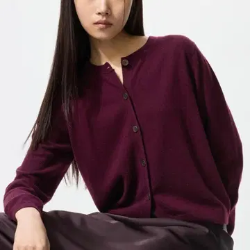 새상품 UNIQLO 유니클로 캐시미어 크루넥 숏 가디건 RED 레드