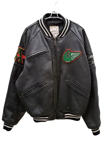 AVIREX 아비렉스 가죽 바시티 자켓 자수 와펜