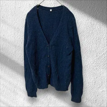 [무인양품] MUJI 긴팔 가디건 울 혼방 겉옷 네이비 V넥