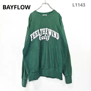 베이플로우 맨투맨 트레이닝복 L 그린 긴팔 로고 칼리지풍 캐주얼