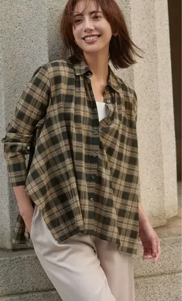 23구 시어 코튼 체크 셔츠