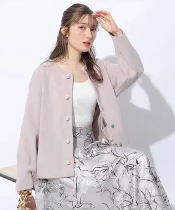 [ 미사용 ] 아푸와이저 리셰 펄 버튼 니트 자켓