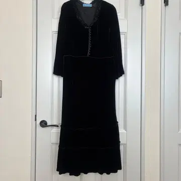 KEITA 벨벳 프릴 롱 원피스 블랙 일본제