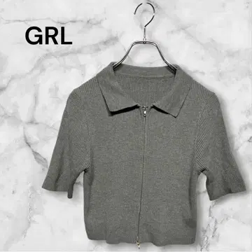 그레일 5부 소매 니트 스웨터 세미롱 기장 w지퍼 M 사이즈
