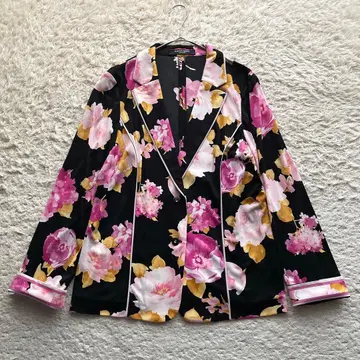 [ 빅 사이즈 XL ] 레오나르 테일러드 자켓 올 패턴 꽃무늬 칸칸 소재