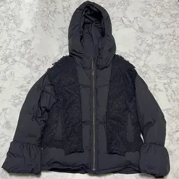 핑크하우스 레이스 다운 자켓 블랙