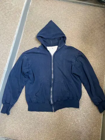 60s 지퍼 후드티 서멀 더블 페이스 퍼플네이비 페이드 맨투맨