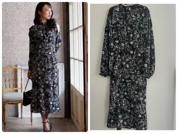 미사용 원피스 블랙 플라워 무늬 원피스 2way 원피스