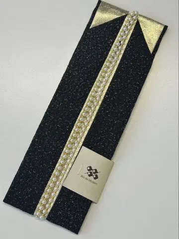 후리소데용 졸업식용 펄 장식 레이어트 카라, 레이어트 카라 블랙/금