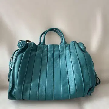 터콰이즈 스트라이프 토트백 숄더백 가죽제품 일본제