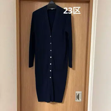 23구 네이비 리브 긴팔 롱 가디건