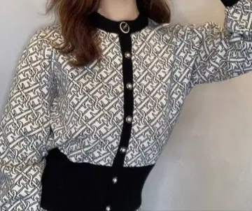 eimy 기하학 패턴 니트 가디건