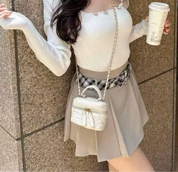 ROYALPARTY 체크 무늬 레이어드 스커트