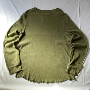 00s 써멀 롱T 와플 원단 카키 그런지 Y2K 인기 헤이세이