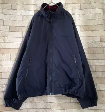 에디 바우어 나일론 자켓 안감 플리스 체크 자수 네이비 L