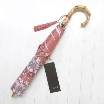 매킨토시 런던 우천 겸용 우산 접이식 우산 대나무 꽃무늬 코랄