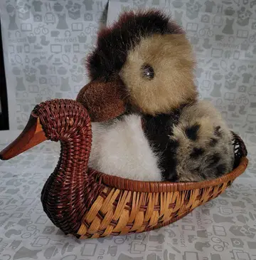 오리 봉제 인형 바구니