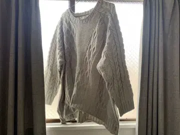 라이트 그레이 케이블 니트 스웨터 긴팔 3L