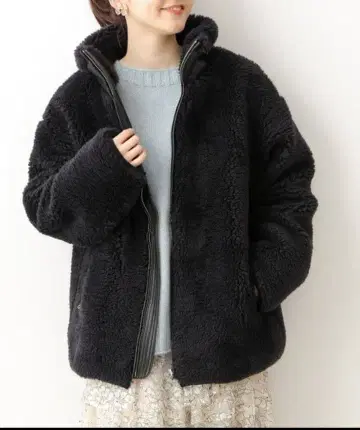 이에나 블랙 보아 지퍼 블루종 사이즈 38 새상품급 정가 24,200