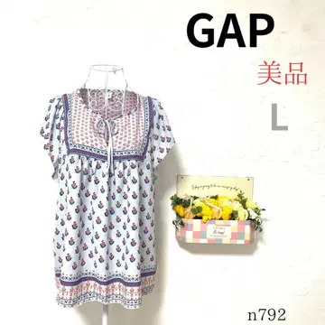 새상품급 [갭] 여성용 반팔 튜닉 올 패턴 파랑 화이트 L