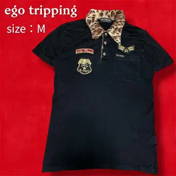EGO TRIPPING 에고 트리핑 T셔츠 레오파드 무늬 와펜 블랙