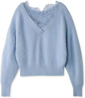 SNIDEL 퍼라이크 카라 레이스 풀오버 BLU