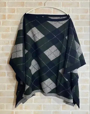 45rpm 아가일 니트 판초 케이프