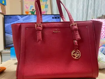 빨간색 토트백 스트라이프 내부