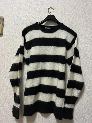 00s 모헤어 니트 스웨터 /L 블랙 x 화이트 아카이브 스트레치 y2k