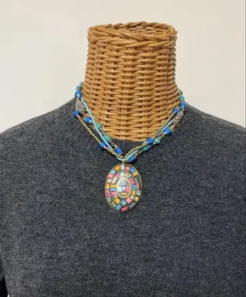 에스닉! 컬러풀 모자이크 디자인 목걸이